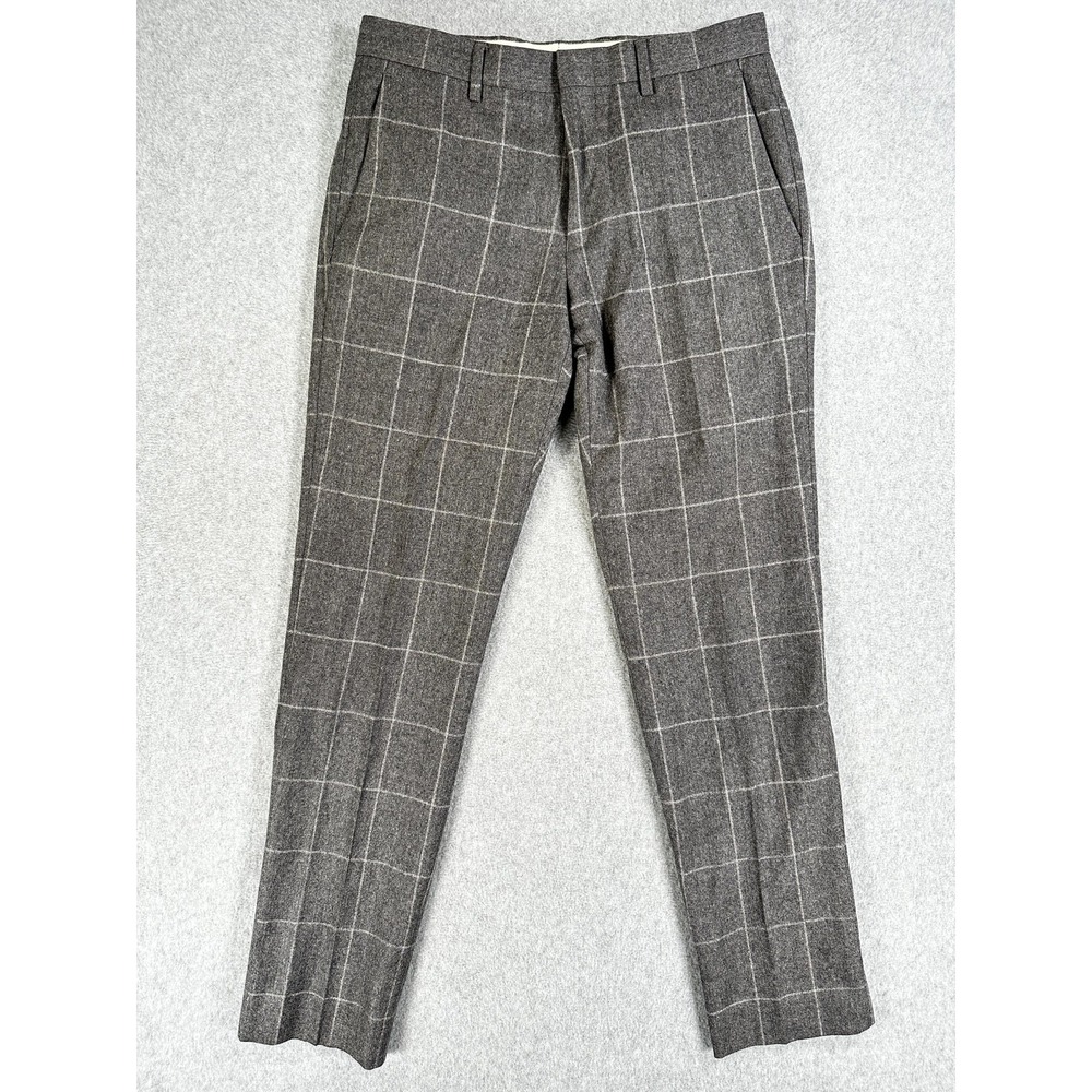 J.Crew Ludlow Slim Dress Pants Mens 29x30 Gray Plaid Wool Lined Tapered Leg